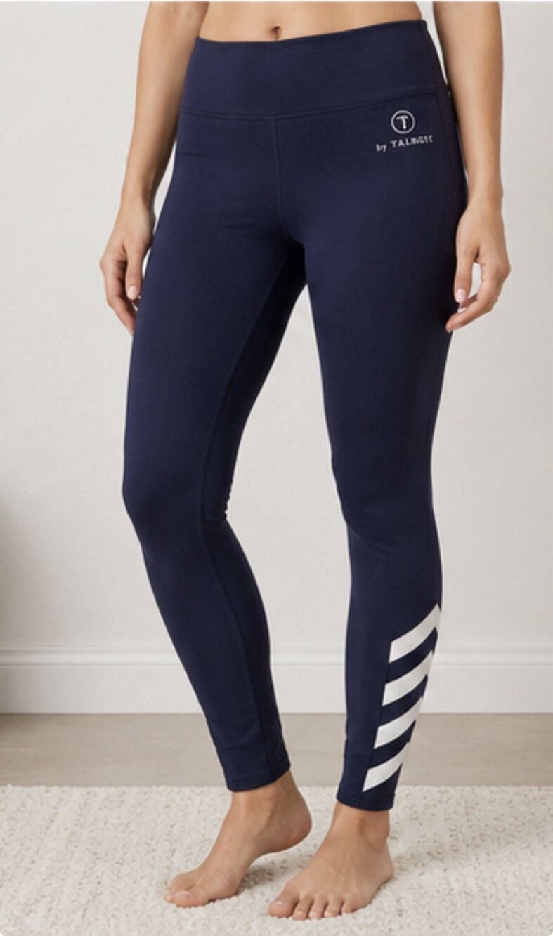 T by Talbots Women’s Leggings Small Navy UPF 50+ Stretch Activewear Striped